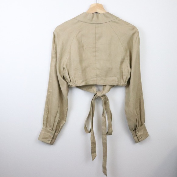 Alexandre Vauthier Linen Wrap Blouse 0 Crop Top Fabrique Limited Edition Tan - Picture 4 of 9